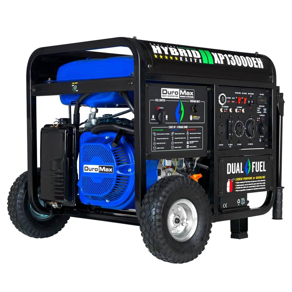 DUROMAX 13000/10500-Watt Dual Fuel Electric Start Gasoline/Propane Portable Home Power Back Up Generator with CO Alert Sensor