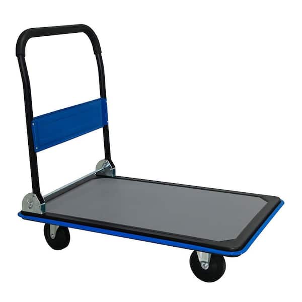 Heavy Duty Flatbed Cart 660 lb. Load Capacity Hand Truck w/360° Swivel Wheels, Foldable Platform for Warehouse Loading