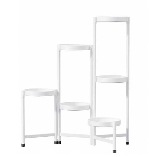 6-Tier White Iron Plant Stand, Indoor Outdoor Tall Flower Holder