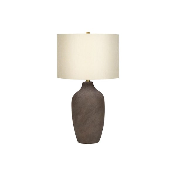 Contemporary 27 in. H Table Lamp with Beige Shade, Grey Ceramic
