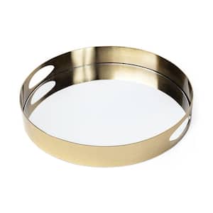 Gold Round Metal 15.25 in. Decorative Tray