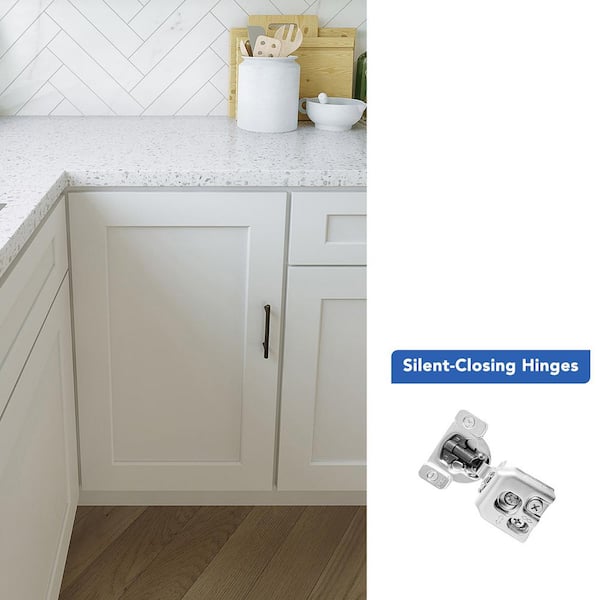 42 in. W x 24 in. D x 34.5 in. H Ready to Assemble Solid Wood Shaker Base Blind Corner Kitchen Cabinet in White