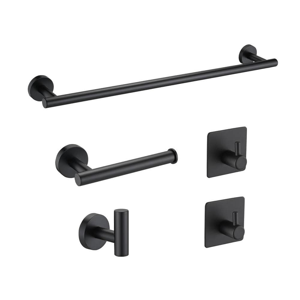 Aoibox 5Pieces Matte Black Stainless Steel Bathroom Hardware Set
