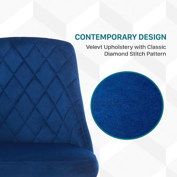 Furniture of America Yadira Blue Velvet Accent Chair with Diamond Stitch Pattern (Set of 2), Blue and Black