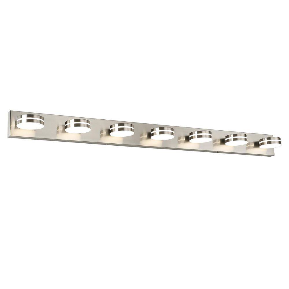 55.1 in. 7-Light Nickel Modern Dimmable LED Bathroom Vanity Light with Rotatable Heads, 5-Color Temperature Selectable price history on PriceWatchPro