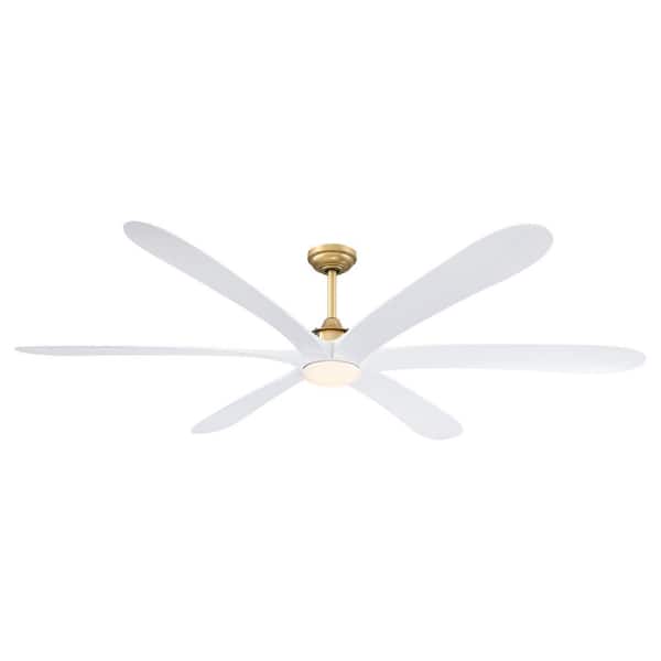 Parrot Uncle 72 in. Integrated LED Downrod Mount Gold Ceiling Fan with Light and Remote Control