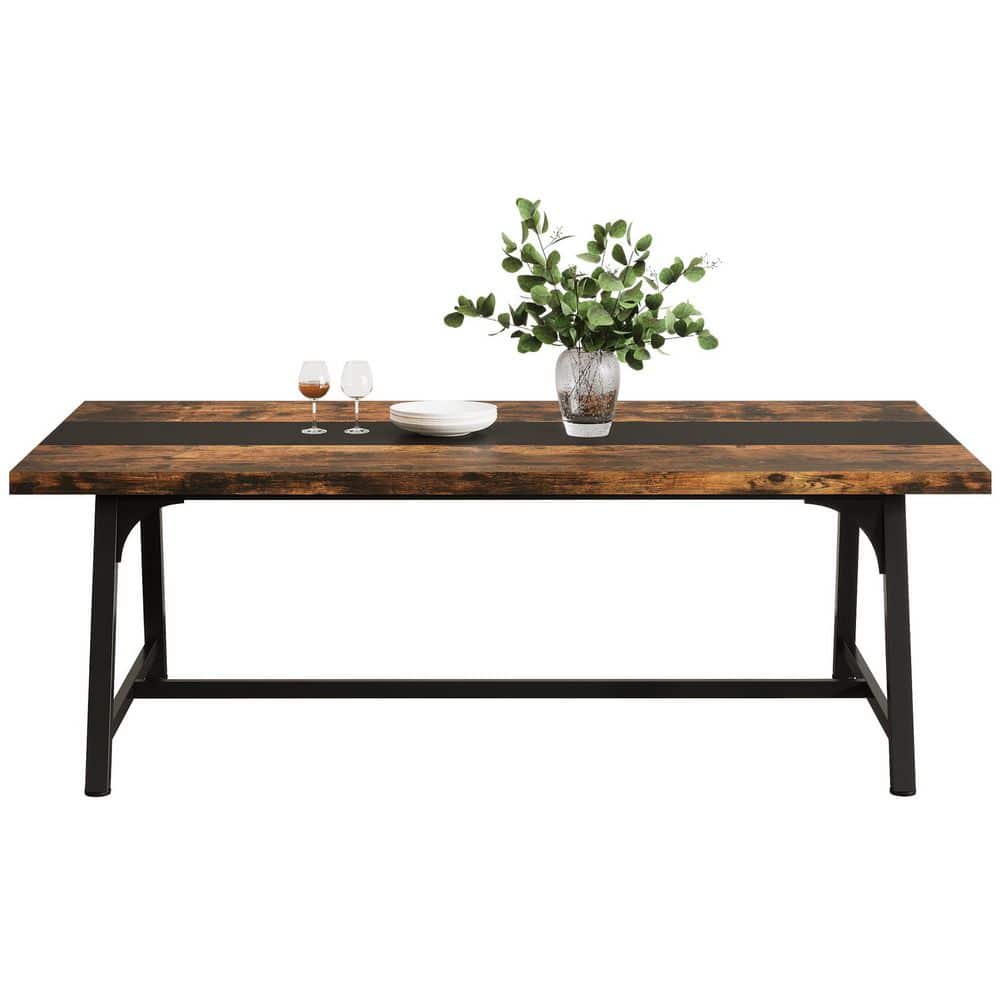 Roesler Industrial Brown Wood 70.87 in. 4-Legs Dining Table Seats 8 price history on PriceWatchPro