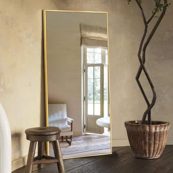 Sxiawe 24 in. W x 71.1 in. H Oversized Gold Metal Frame Modern Classic Full Length Floor Standing Mirror