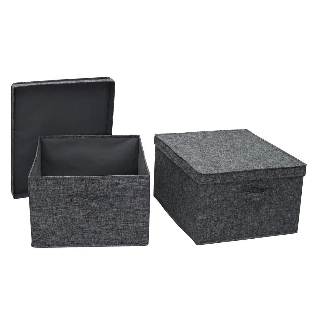 Graphite Jumbo Fabric Storage Bins with Lids