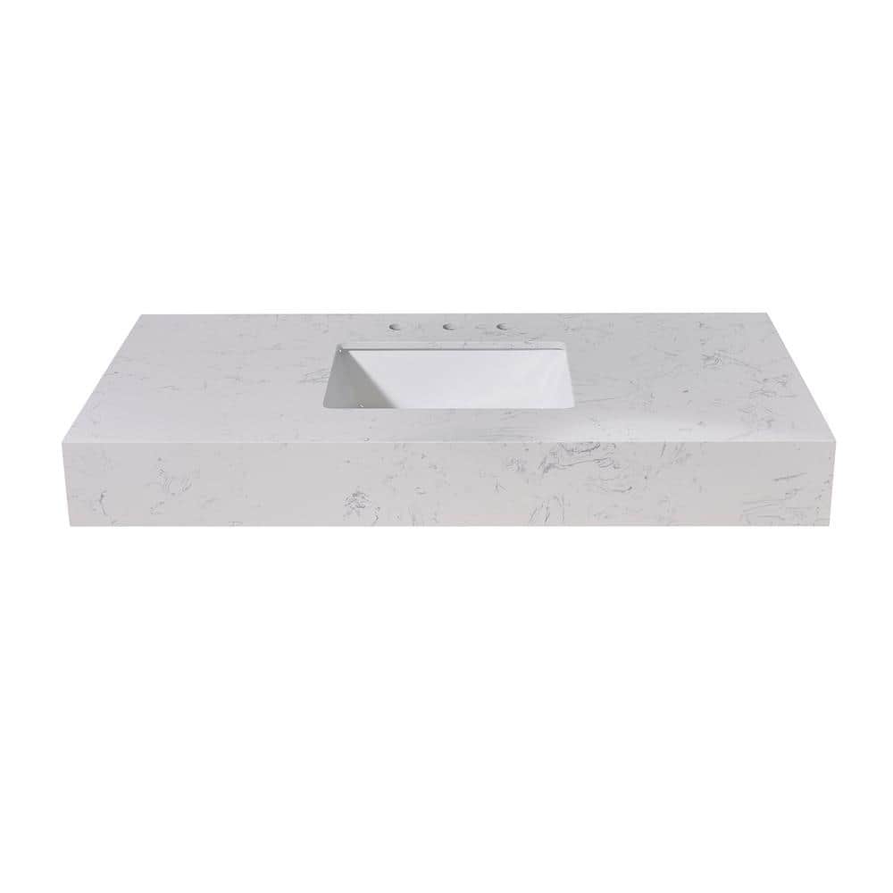 48" Aosta White Composite Stone Vanity Top with Sink