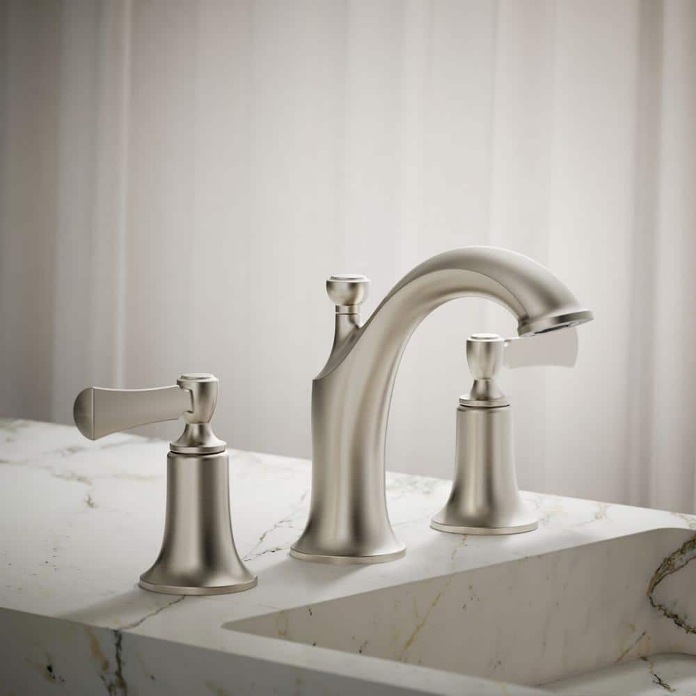 Vibrant Brushed Nickel Double Handle Widespread Faucet