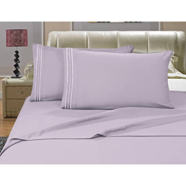 Elegant Comfort 4-Piece Lilac Solid Microfiber Full Sheet Set