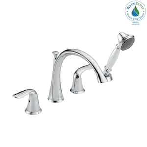 Lahara 2-Handle Deck-Mount Roman Tub Faucet with Hand Shower Trim Kit Only in Chrome (Valve Not Included)
