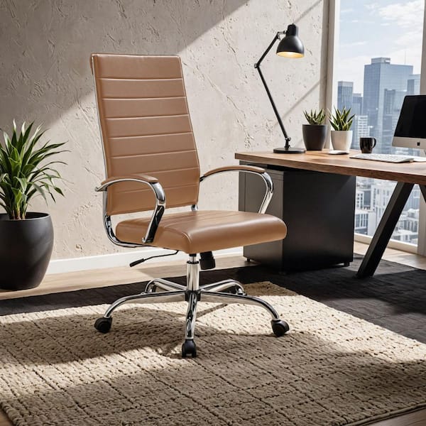 Benmar Faux Leather Swivel Ergonomic Office Chair in Brown