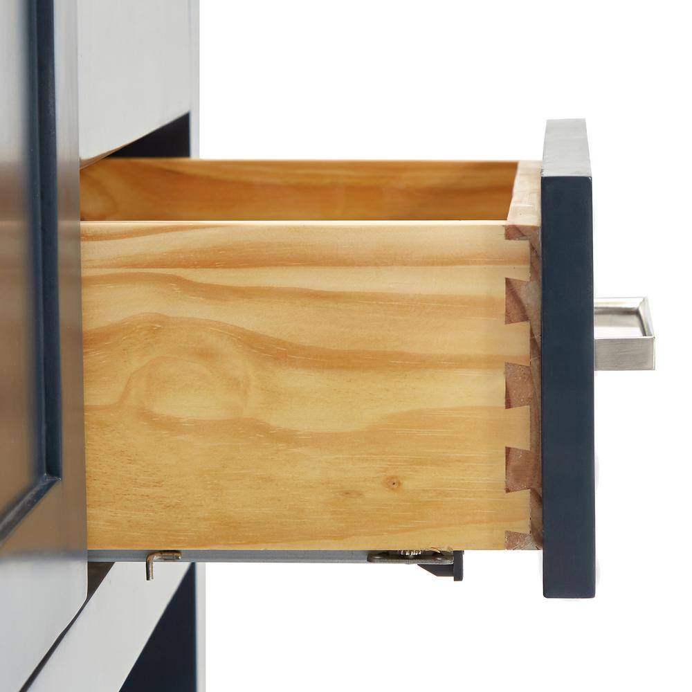 Midnight Blue Hardwood Single Bathroom Vanity with Carrara Quartz Top