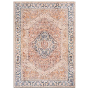 Valora Medallion Machine Washable Rust 5 ft. x 7 ft. Area Rug