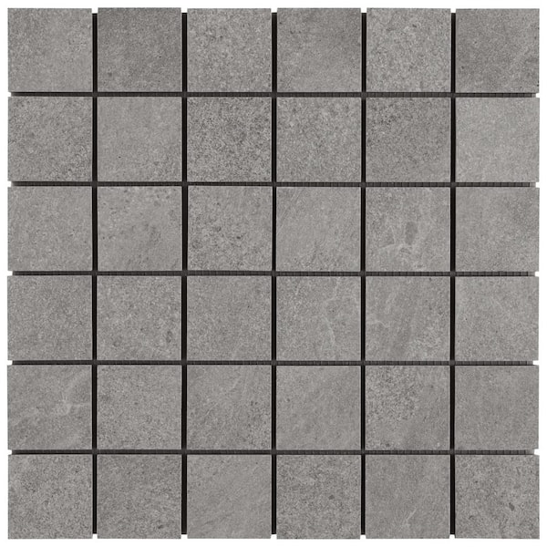 Ivy Hill Tile Monolith Silver Gray 3.93 in. x 0.35 in. Matte Porcelain Mosaic Floor and Wall Tile Sample