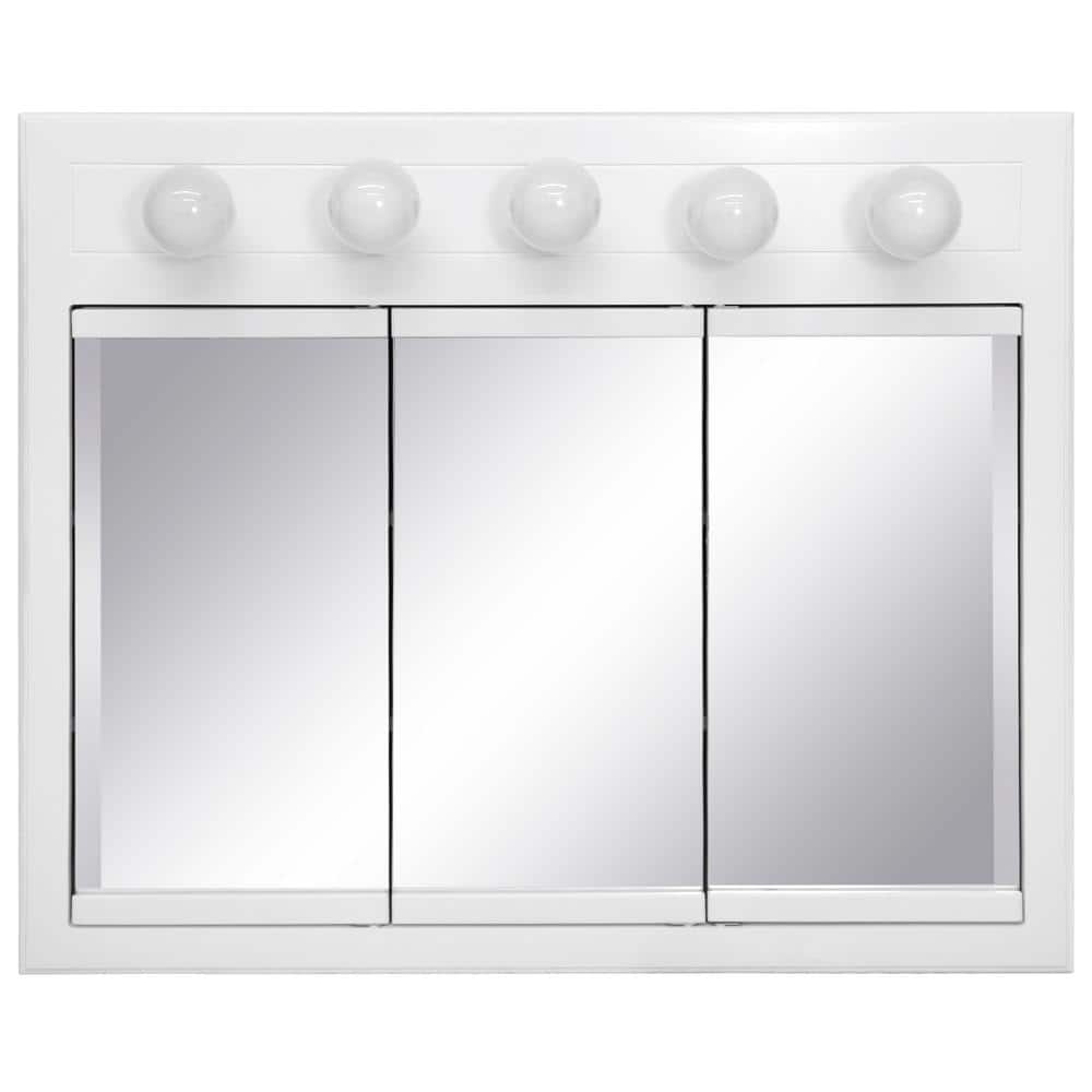 White Glossy 36" Medicine Cabinet with Lights and Mirrors