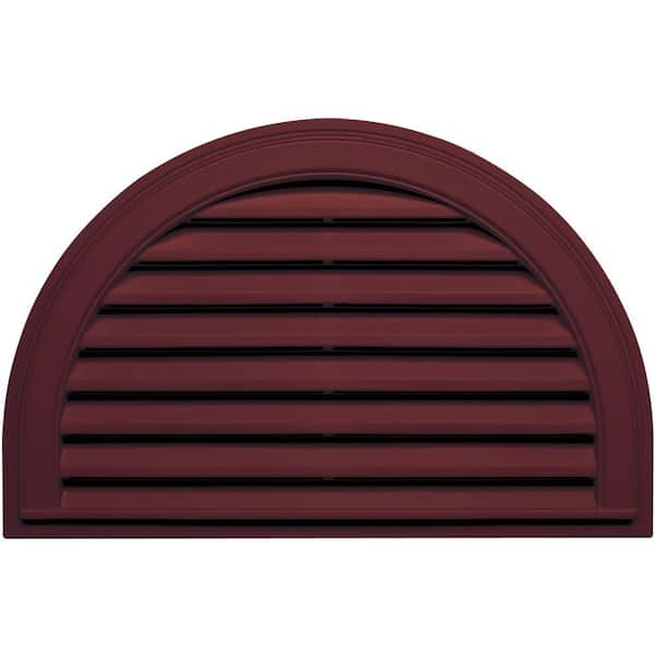 Builders Edge 34.1875 in. x 22.128 in. Half Round Red Plastic UV Resistant Gable Louver Vent