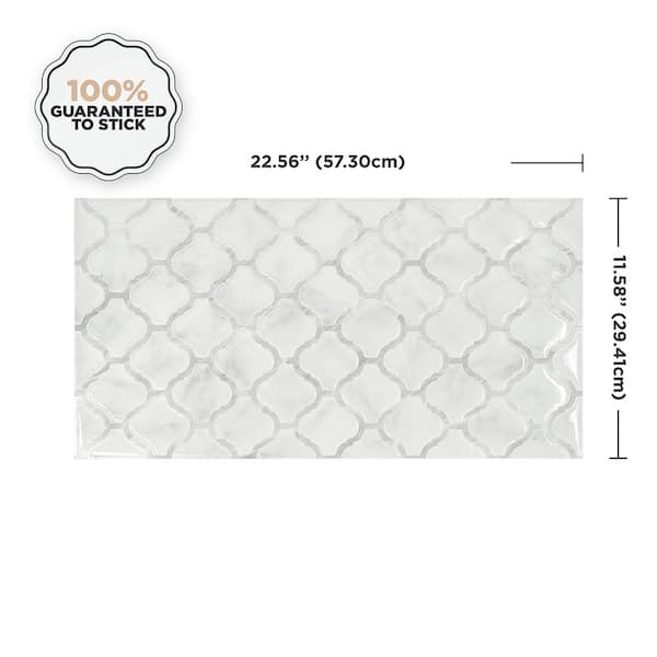 Arabesco Marble White 22.56 in. x 11.58 in. Vinyl Peel and Stick Tile (3.57 sq. ft./ 2-pack)