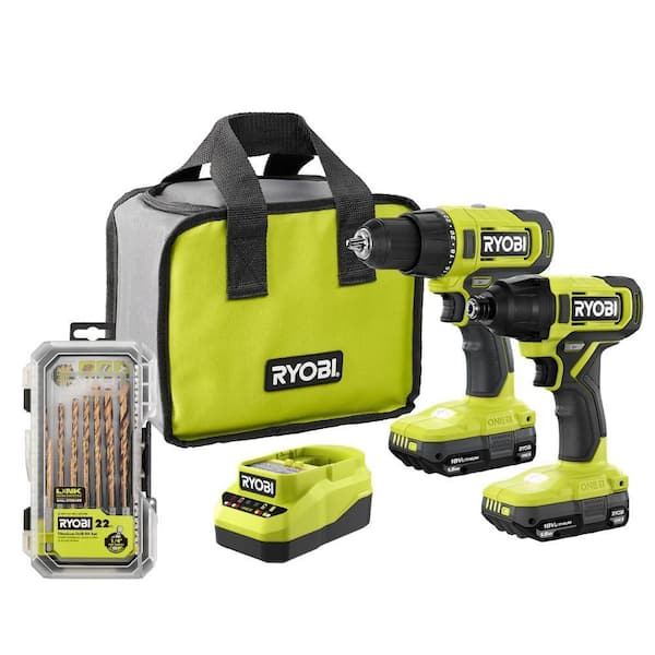 ONE+ 18V Cordless 2-Tool Combo Kit with Drill/Driver, Impact Driver, (2) Batteries, Charger, & Drill Bit Set (22-Piece)