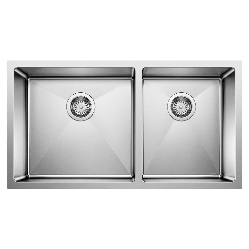 Blanco QUATRUS R15 33 in. Undermount Double Bowl 18-Gauge Stainless Steel  Kitchen Sink 443150 - The Home Depot