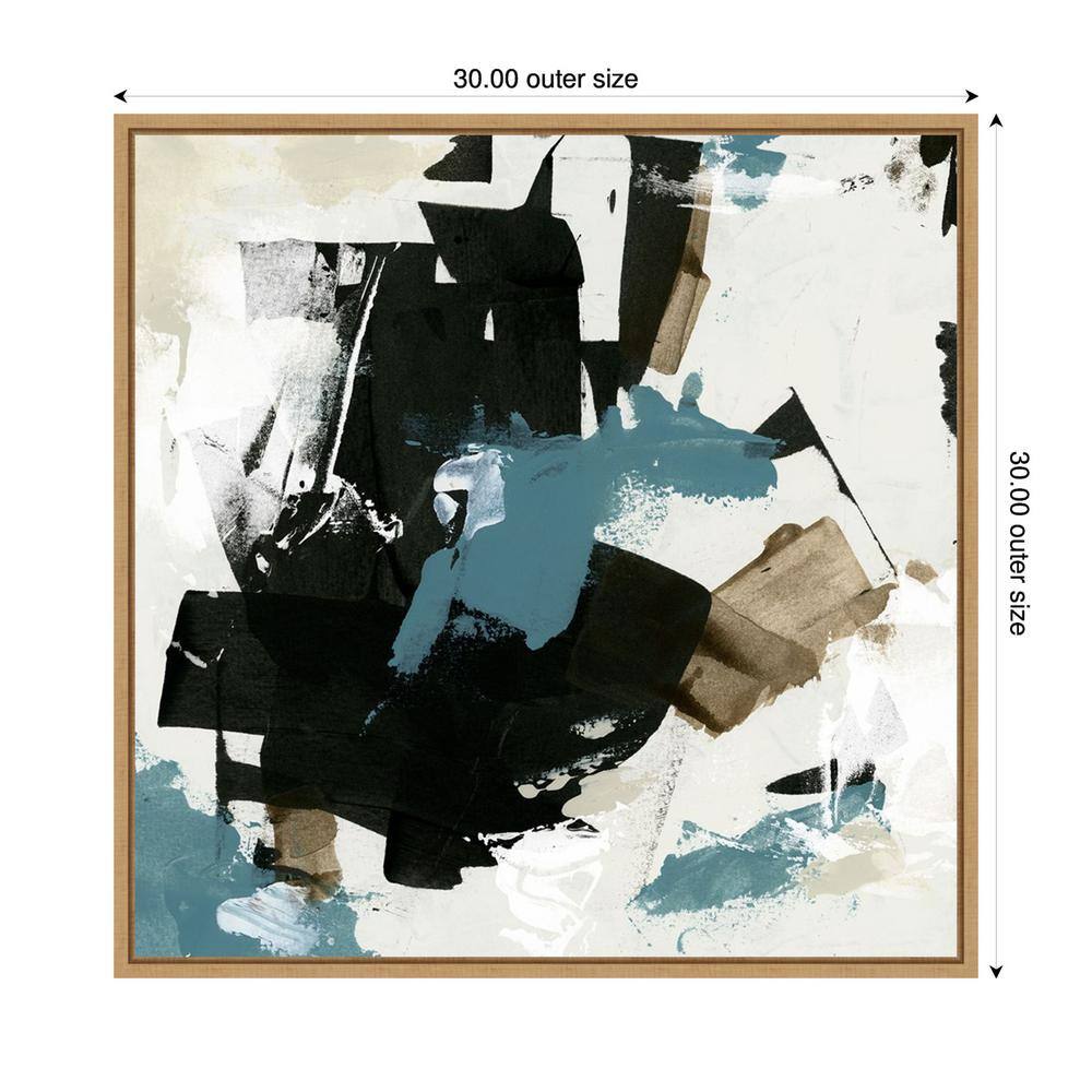 Scraped Teal I Abstract Canvas Print with Maple Frame