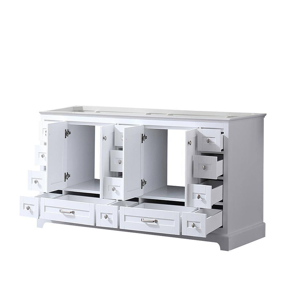Dukes 60-Inch White Double Freestanding Vanity with Nickel Hardware