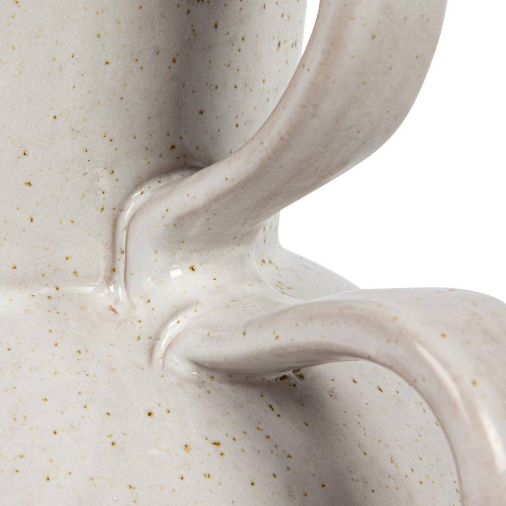 Speckled Cream Stoneware Planter Pot with Knob Details