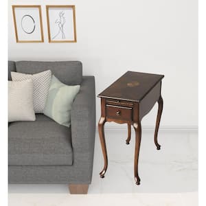 Charlie 11.5 in. Brown Rectangle Wood End Table with Drawers