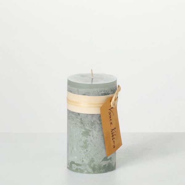 Vance Kitira 6 in. Sage Timber Pillar Candle