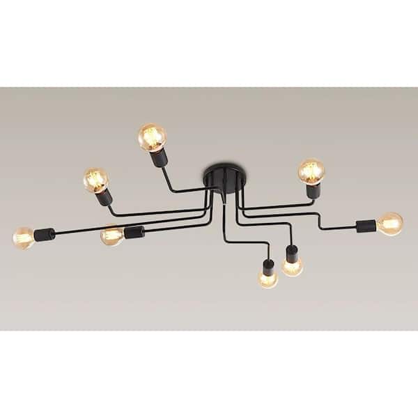 Warehouse of Tiffany Electodyte 26 in. 8-Light Indoor Black Flush