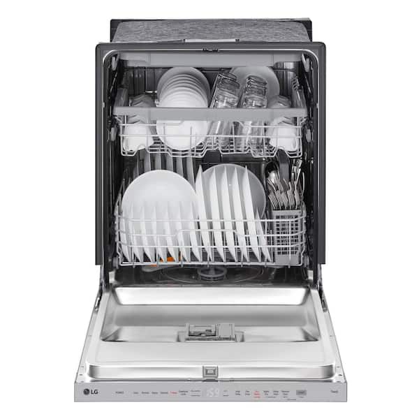 LG - 24 in. Top Control Smart Wi-Fi Enabled Dishwasher, QuadWash Pro, Dynamic Heat Dry, 3rd Rack, PrintProof Stainless Steel