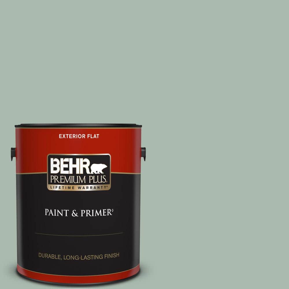 BEHR PREMIUM PLUS 1 gal. PPU1114 Zen Flat Exterior Paint & Primer