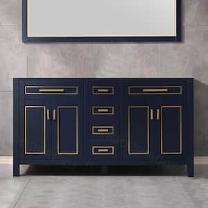 Millan 61 in.W x 22 in.D x 38 in.H Bathroom Vanity Cabinet Only without Top in Navy Blue