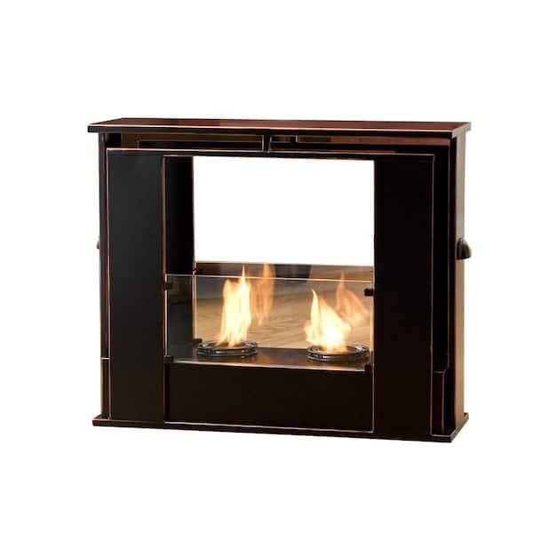 Southern Enterprises 24 in. Portable Indoor/Outdoor Gel Fuel Fireplace in Black with Copper Accents