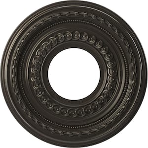 10" O.D. x 3-1/2" I.D. x 3/4" P Cole Thermoformed PVC Ceiling Medallion (Fits Canopies up to 4-1/4"), Metallic Charcoal