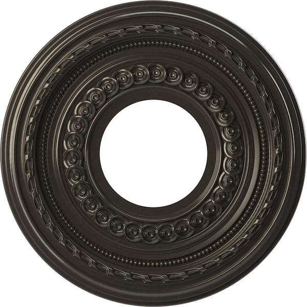 Ekena Millwork 10" O.D. x 3-1/2" I.D. x 3/4" P Cole Thermoformed PVC Ceiling Medallion (Fits Canopies up to 4-1/4"), Metallic Charcoal