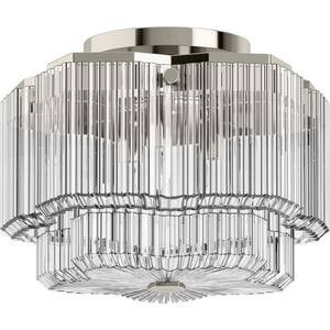 Occasion 14.89 in. 3-Light Polished Nickel Flush Mount