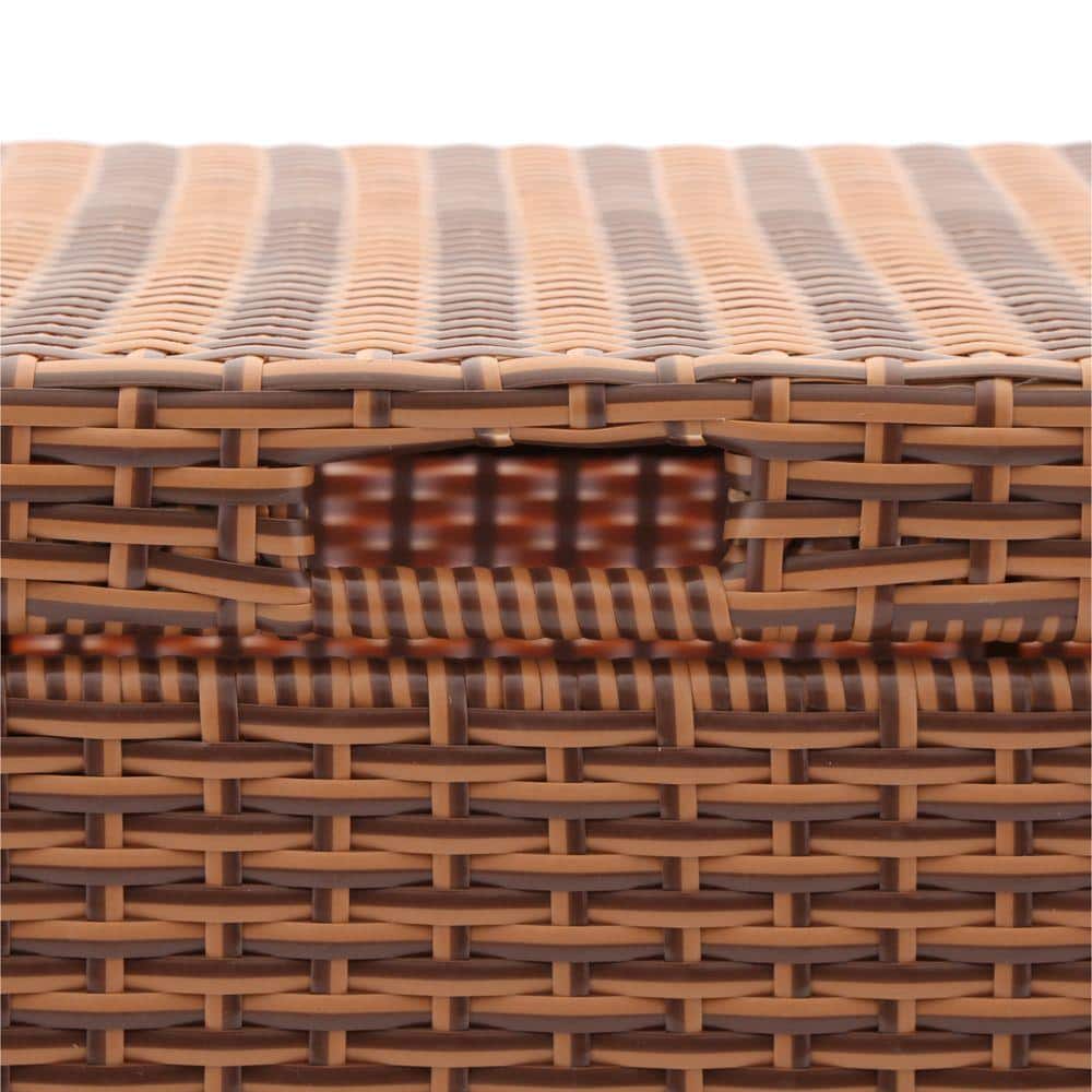 Honey Wicker and Steel 40" Outdoor Deck Storage Box