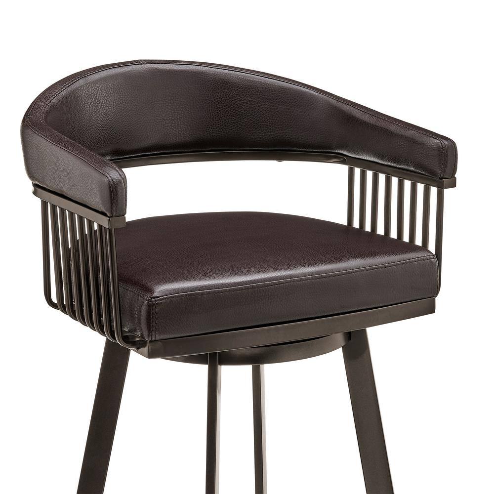 Java Brown Chocolate Swivel Bar Stool with Metal Accents