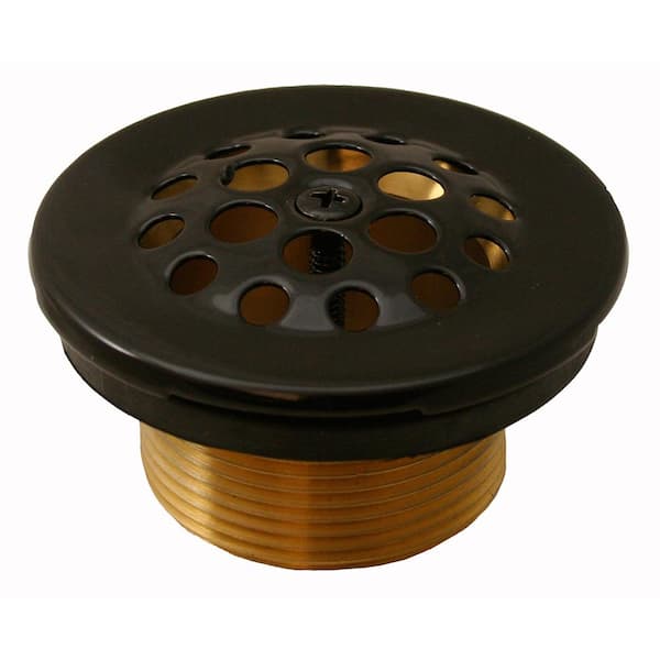 JONES STEPHENS 1-1/2 in. Trip Lever Tub Drain with Coarse Threads in Black with Drain Body, Grid (Strainer) and Screw