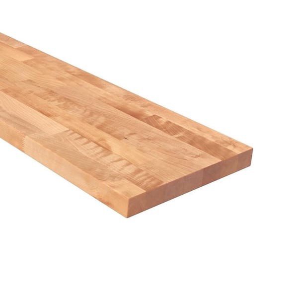 HARDWOOD REFLECTIONS Solid Wood Butcher Block Shelf 96 in. W X 12 in. D X 1.5 in. H in Unfinished Birch