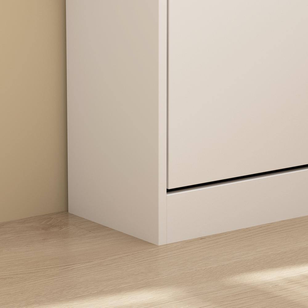 White MDF 3-Drawer Shoe Storage Cabinet with Metal Handles