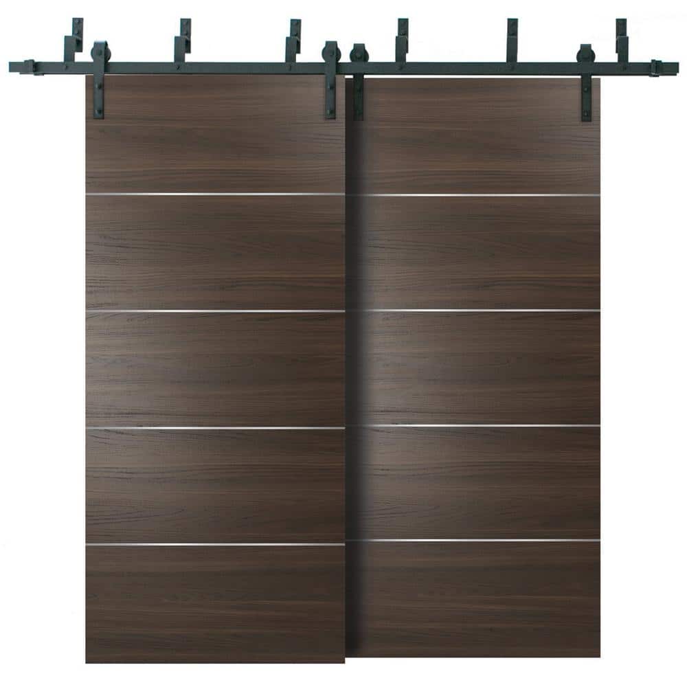 48 in. x 80 in. 2 Panel Chocolate Ash Solid Wood with Honeycomb Sliding Barn Door with Hardware Kit price history on PriceWatchPro