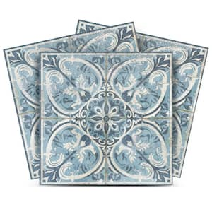 Light Blue and White R70 4 in. x 4 in. Vinyl Peel and Stick Tile (24-Tiles, 2.67 sq. ft. Pack)