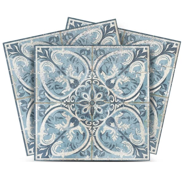MI ALMA Light Blue and White R70 6 in. x 6 in. Vinyl Peel and Stick Tile (24-Tiles, 6 sq. ft. Pack)