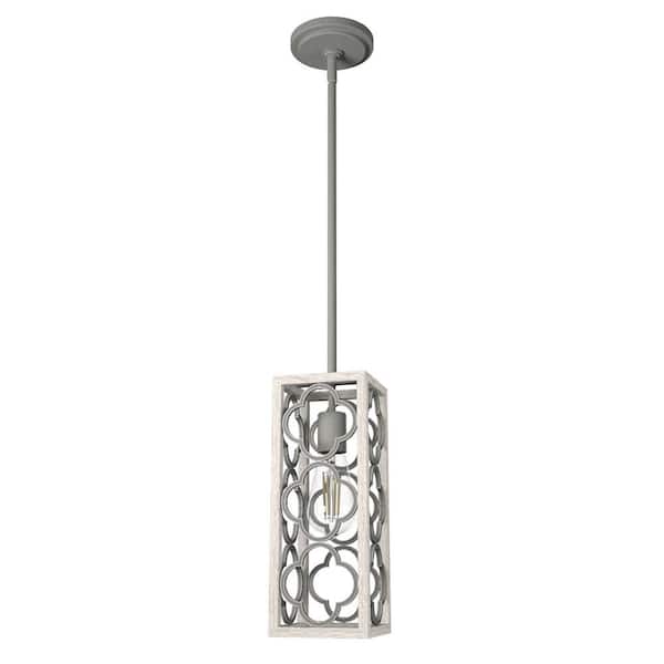 Gablecrest 1 Light Distressed White Mini Pendant Light with Metal Shade Kitchen Light