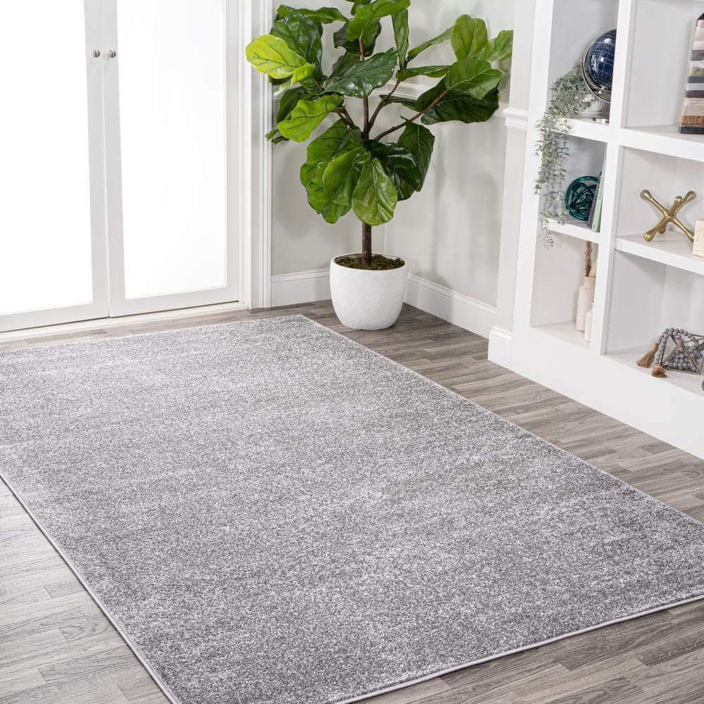 Gray Solid Synthetic 10' x 14' Reversible Area Rug