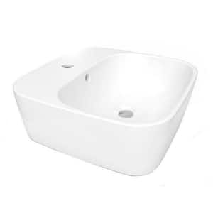 Santorini 15.7 in. Square Vessel Sink with Overflow in White